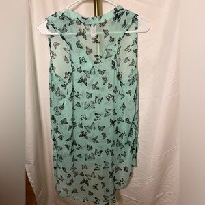 No Boundaries Butterfly Sheer Tank Top Size S